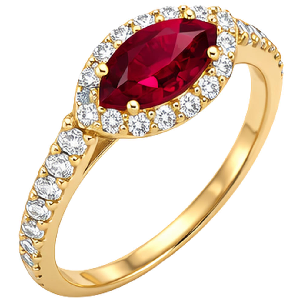 Women Red Marquise Cut Ruby Natural Earth Mined Diamond ( Not Lab Grown ) Ring 3.50 Carats Yellow Gold 14K
