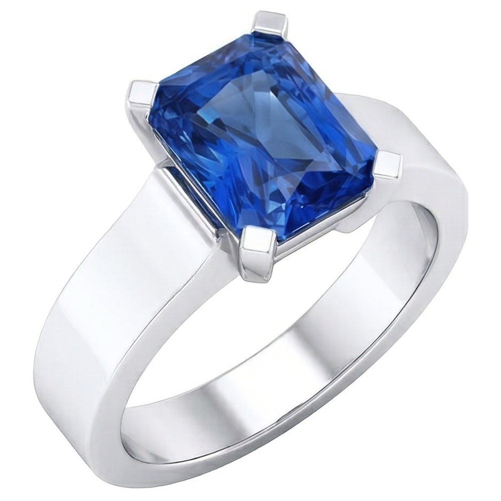 Women Solitaire Gemstone Blue Sapphire Ring Tension Style 1.50 Carats