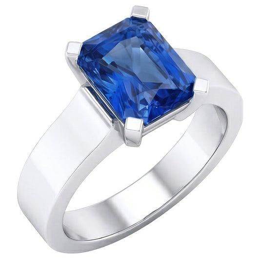 Women Solitaire Gemstone Blue Sapphire Ring Tension Style 1.50 Carats