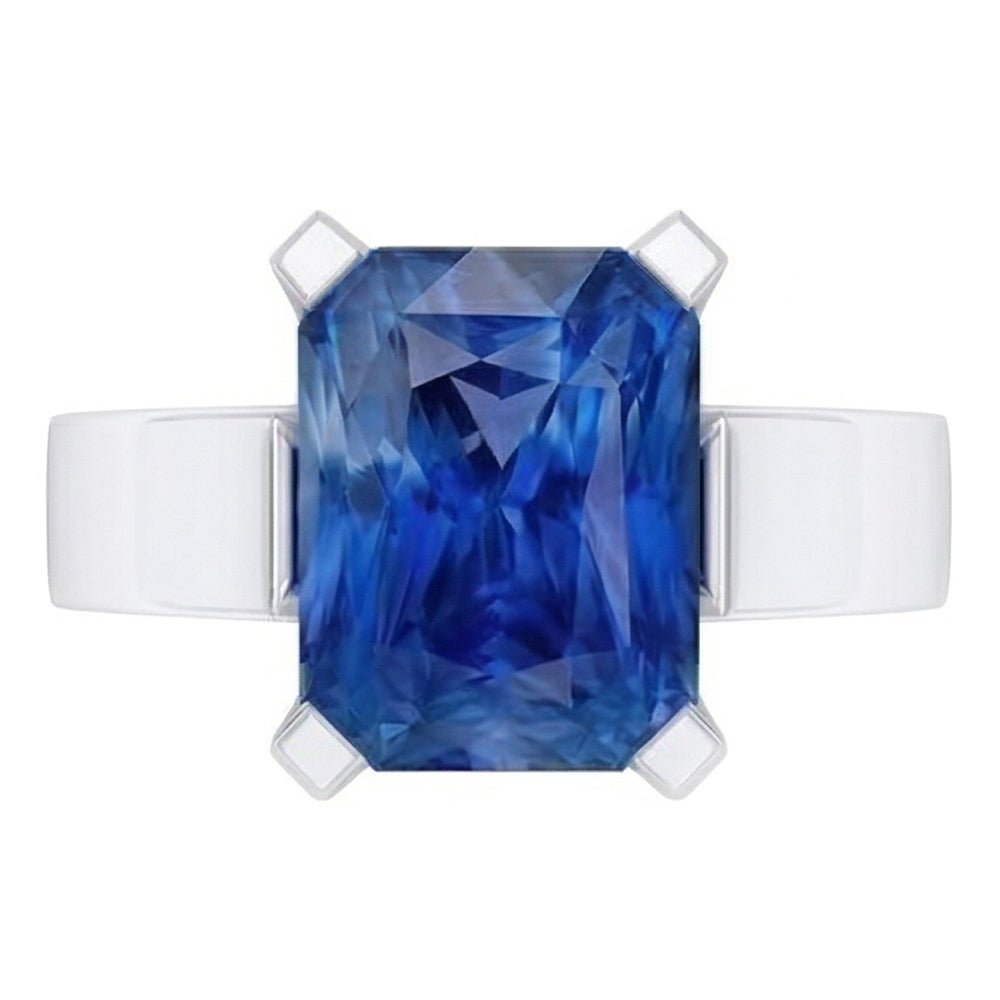 Women Solitaire Gemstone Blue Sapphire Ring Tension Style 1.50 Carats