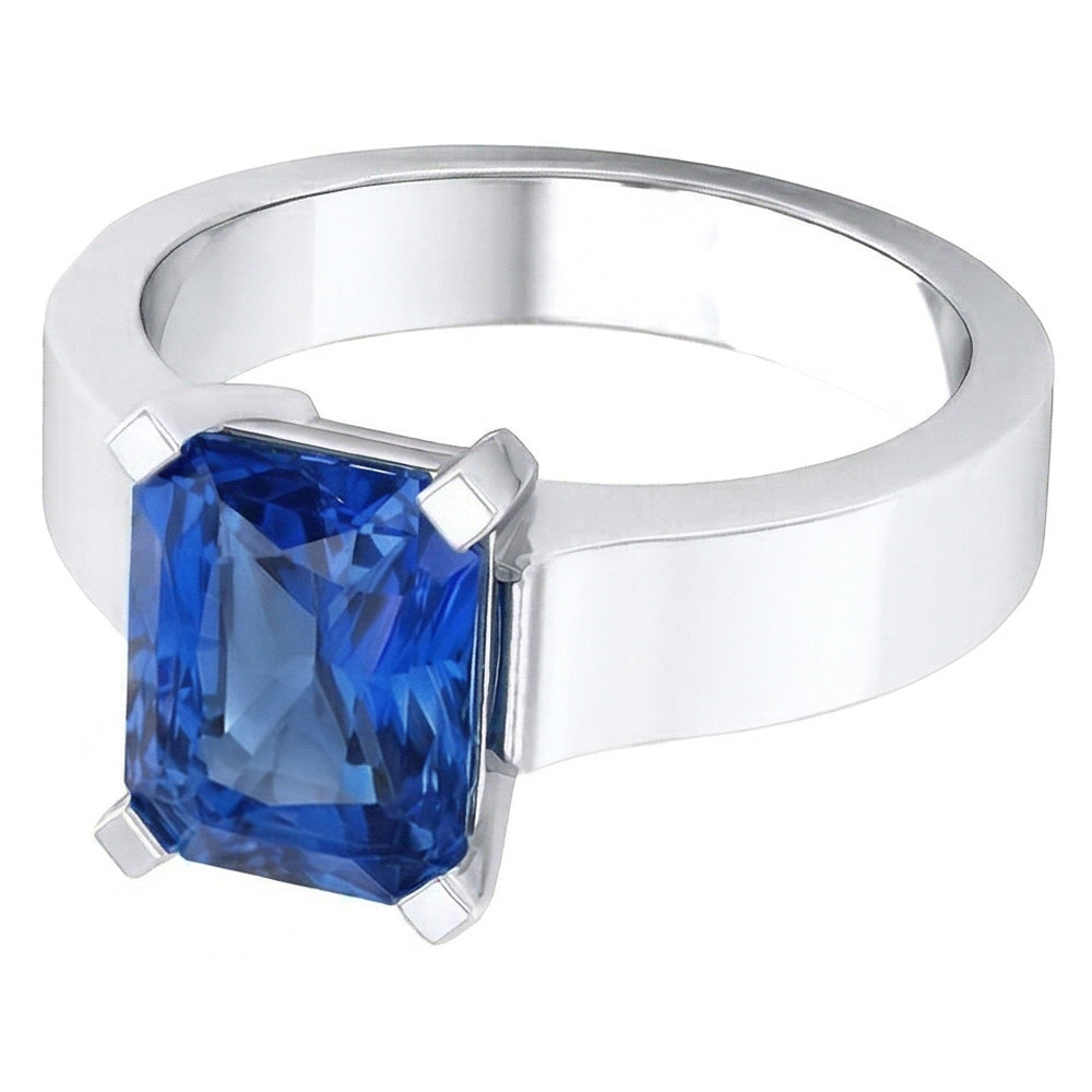 Women Solitaire Gemstone Blue Sapphire Ring Tension Style 1.50 Carats