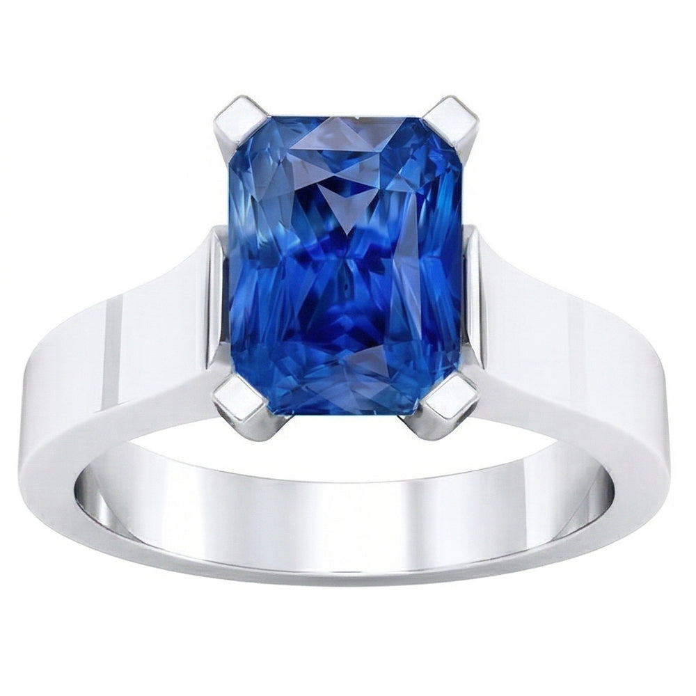Women Solitaire Gemstone Blue Sapphire Ring Tension Style 1.50 Carats