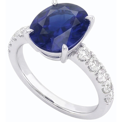 Natural Sapphire Ring 5.50ct - White Gold 14K