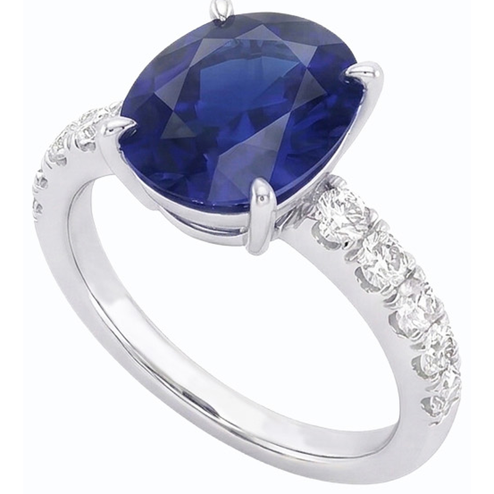 natural round sapphire 5.50ct ring front view