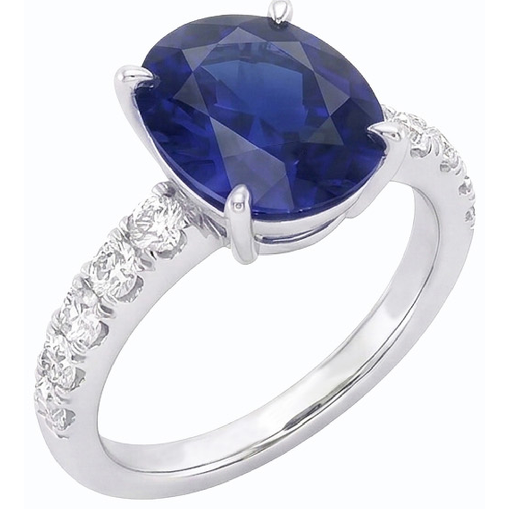 natural round sapphire 5.50ct ring side angle
