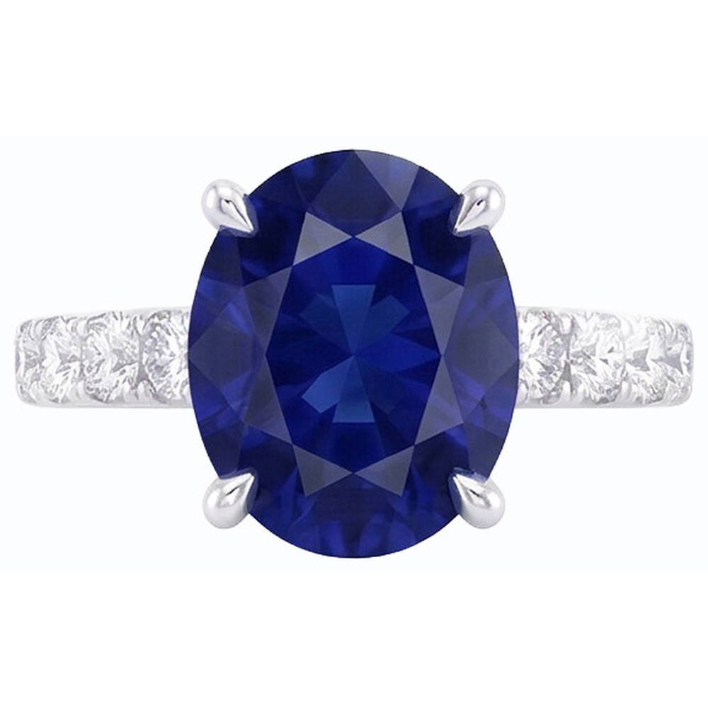 natural round sapphire 5.50ct ring top view