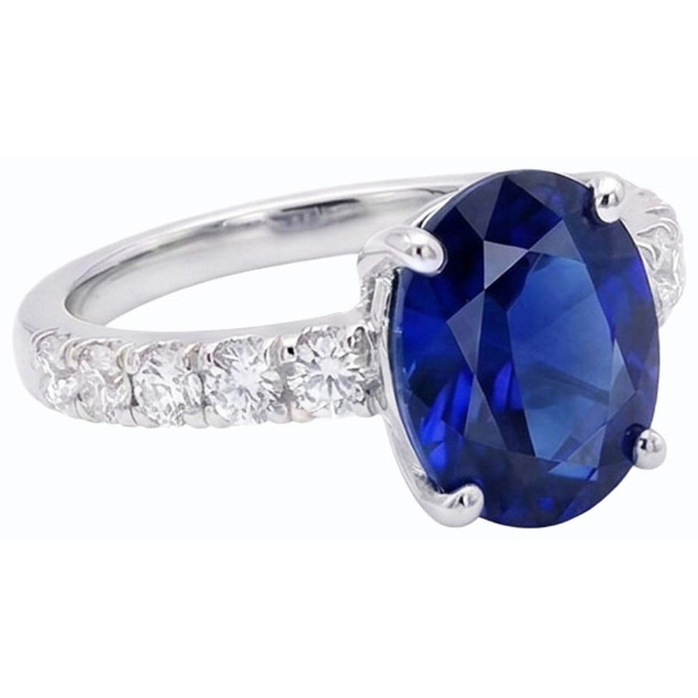 natural round sapphire 5.50ct ring profile view