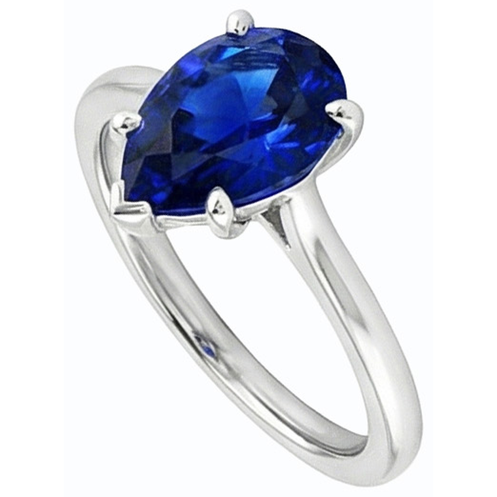 natural pear sapphire 1ct ring close up detail