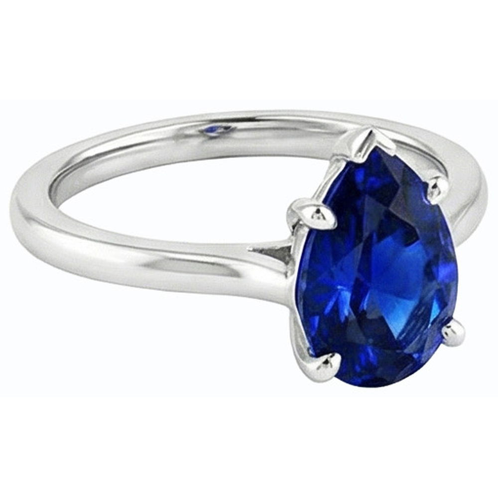 natural pear sapphire 1ct ring top view