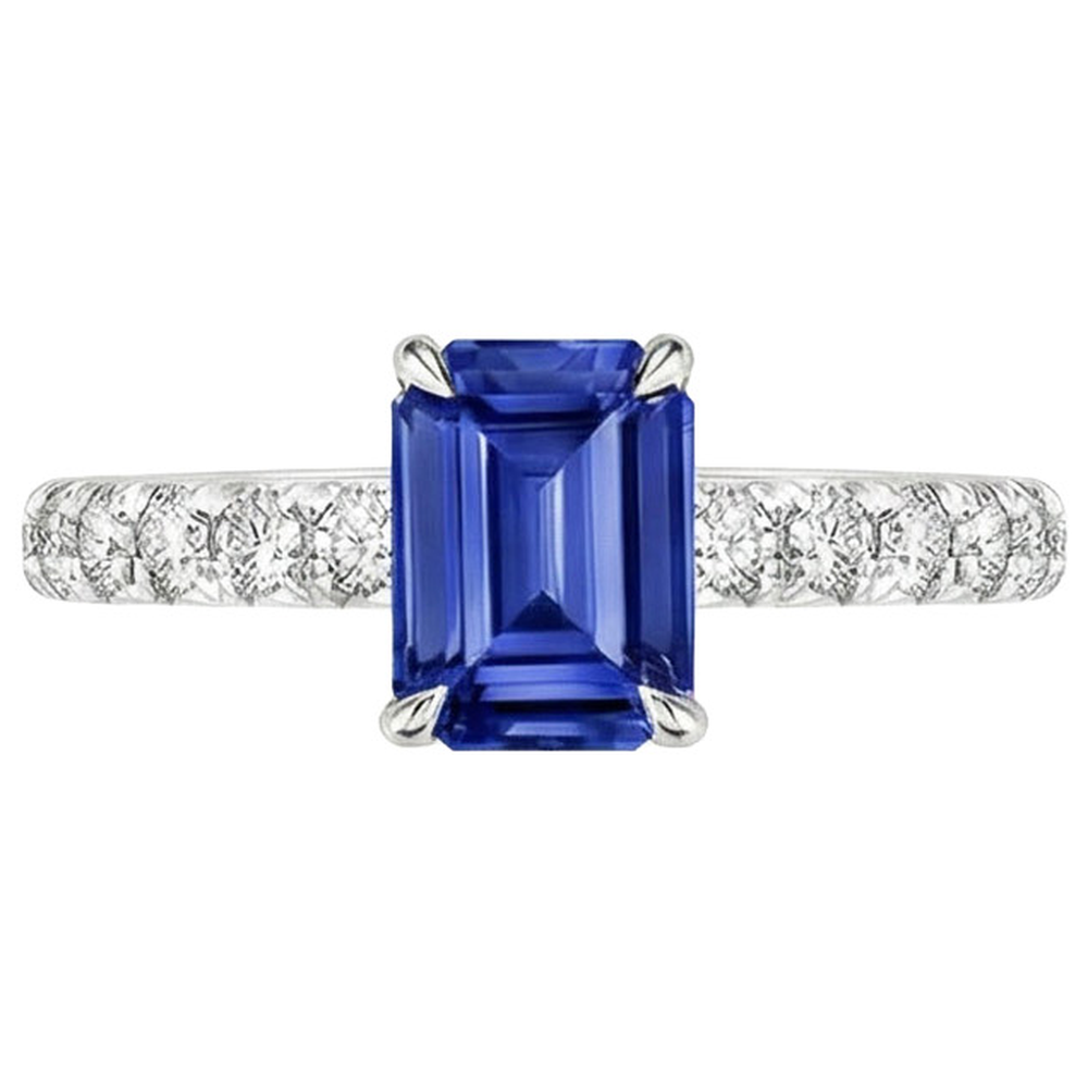 natural emerald sapphire 4.50ct ring profile view