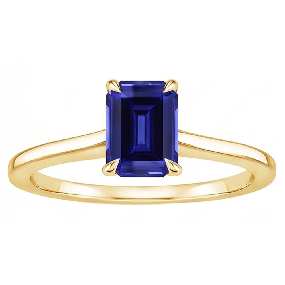 Women Solitaire Ring Yellow Gold Emerald Ceylon Sapphire 2.50 Carats