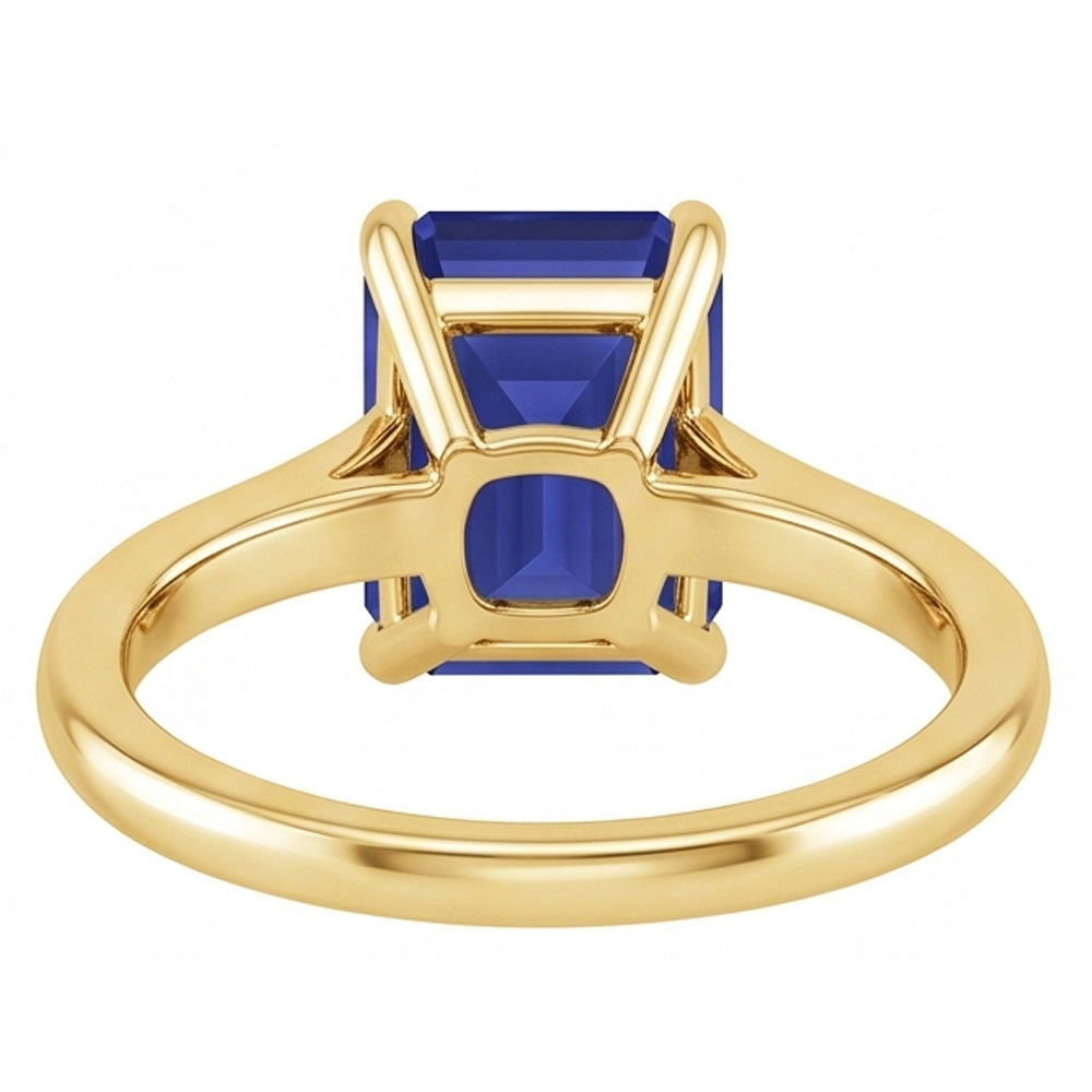Women Solitaire Ring Yellow Gold Emerald Ceylon Sapphire 2.50 Carats