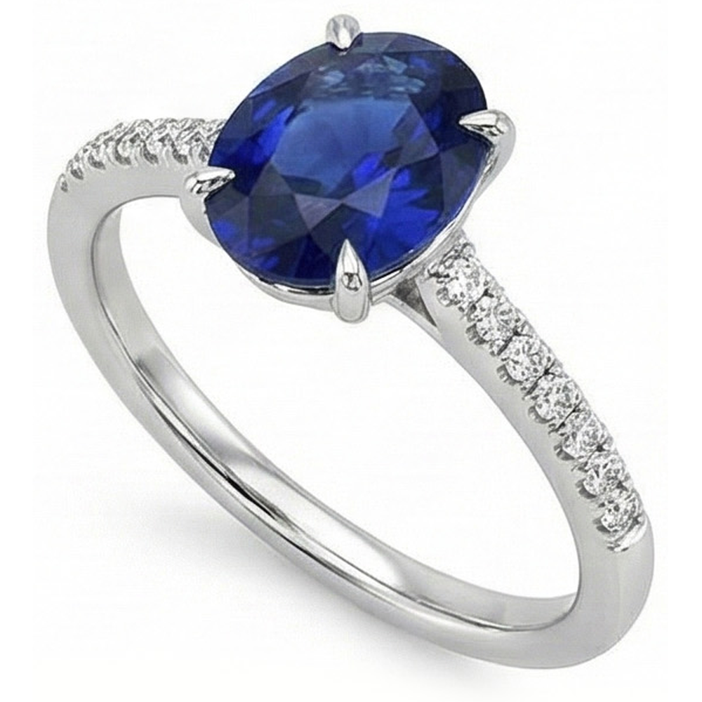 natural round sapphire 3.50ct ring side angle