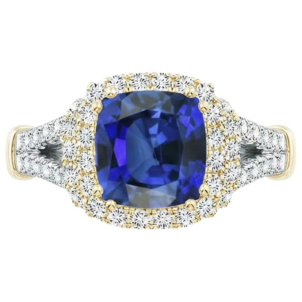natural round sapphire 3.25ct ring side angle