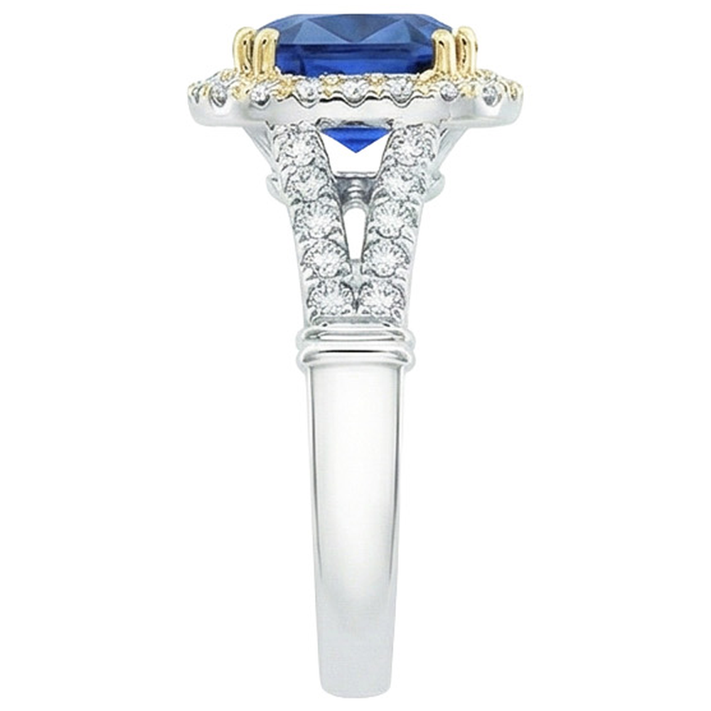 natural round sapphire 3.25ct ring profile view