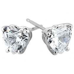 Women 14K White Gold Heart Cut Real Diamond Stud Earrings 5 Ct Jewelry