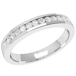 Women 14K White Gold Round Cut Real Diamond Wedding Band 1.40 Carats