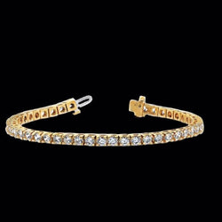 Women 14K Yellow Gold Round Genuine 6 Carats Natural Earth Mined Diamond Tennis Bracelet Jewelry