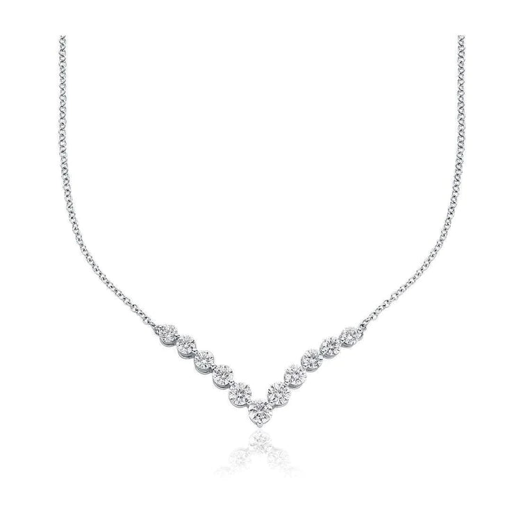 Women 2 Carats Round Cut Sparkling Natural Diamonds Necklace White Gold 14K