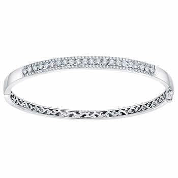 Women Bangle Jewelry 3 Carats White Gold Round Real Diamond