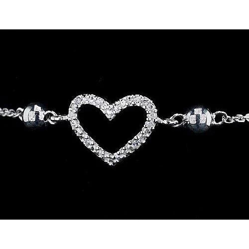 Women Bracelet Genuine Diamond Heart Shaped Jewelry