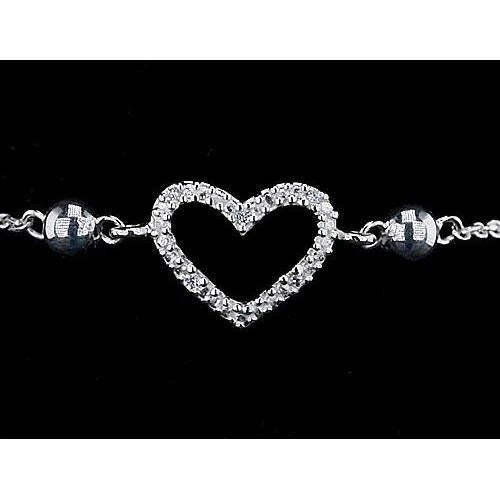 Women Bracelet Genuine Diamond Heart Shaped 2 Carats Jewelry