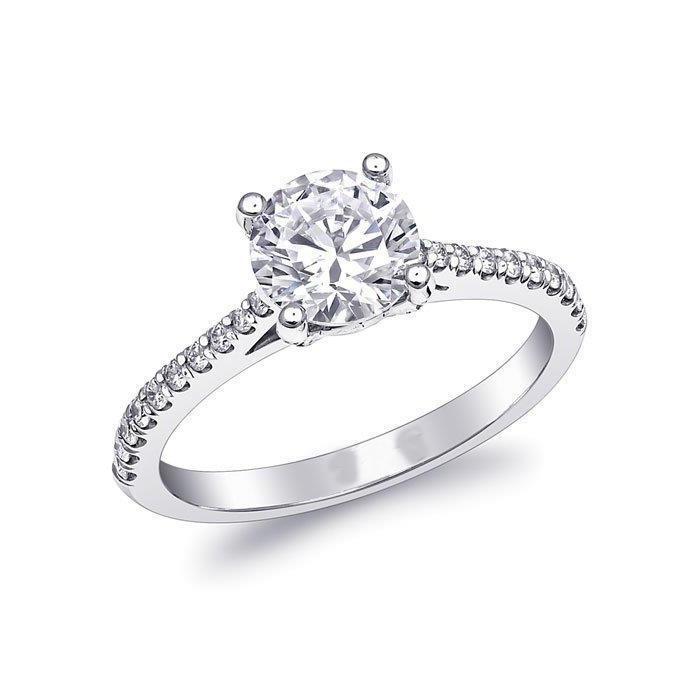 Women Cathedral Setting Round Genuine Diamond Engagement Ring 2.50 Carats