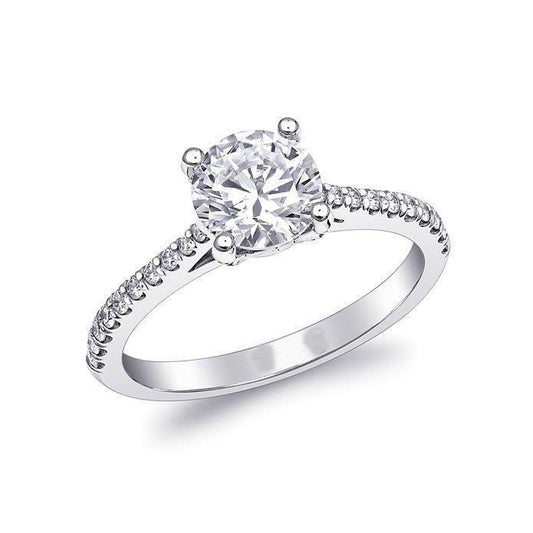 Women Cathedral Setting Round Genuine Diamond Engagement Ring 2.50 Carats