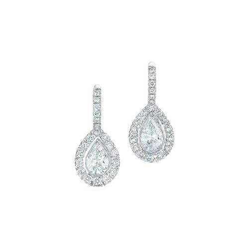 Women Dangle Earrings 3.00 Carats Sparkling Real Diamonds White Gold - Dangle Earrings-harrychadent.ca