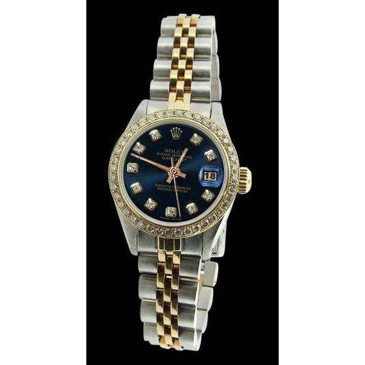 Ss & Gold Blue Diamond Dial Bezel