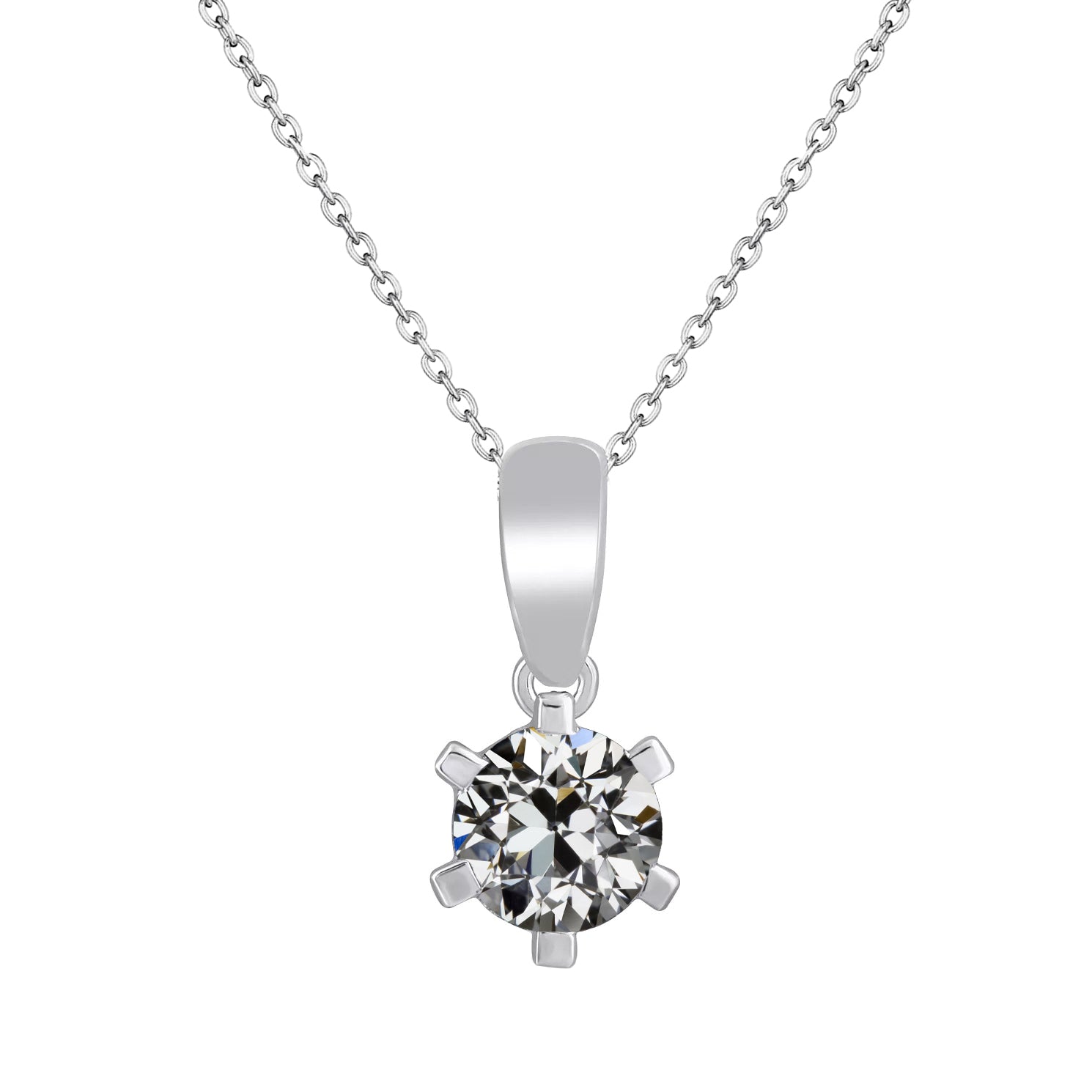 Diamond Antique Cushion Pendant in 14K White Gold – main view