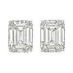 Women Emerald Cut Genuine Diamond Stud Earrings 2 Carats White Gold