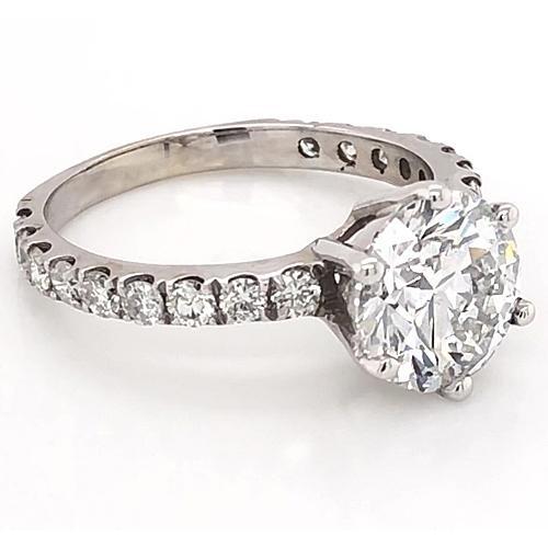 Women Genuine Diamond Accent Ring 3 Carats 6 Prong Setting Jewelry New