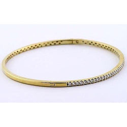 Women Genuine Diamond Bangle 5 Carats Yellow Gold 14K Jewelry New