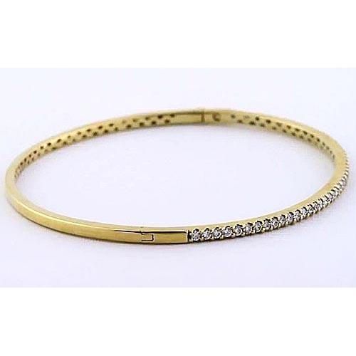 Women Genuine Diamond Bangle 5 Carats Yellow Gold 14K Jewelry New