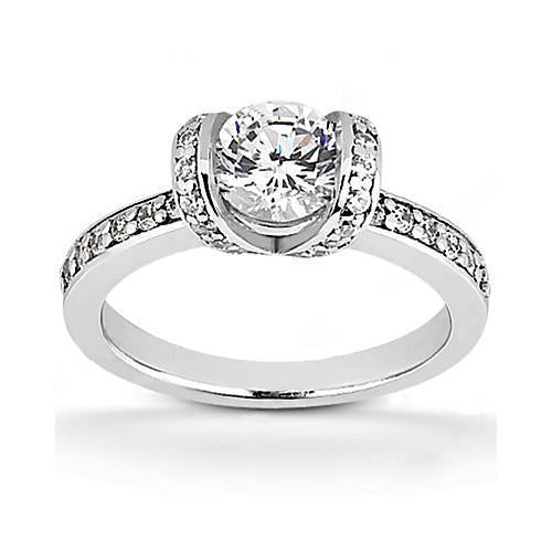 Women Genuine Diamond Engagement Ring White Gold 18K 1.40 Ct. New