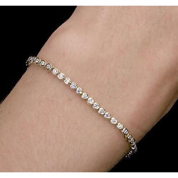 Women Genuine Diamond Tennis Bracelet 5.50 Carats Round Yellow Gold 14K New