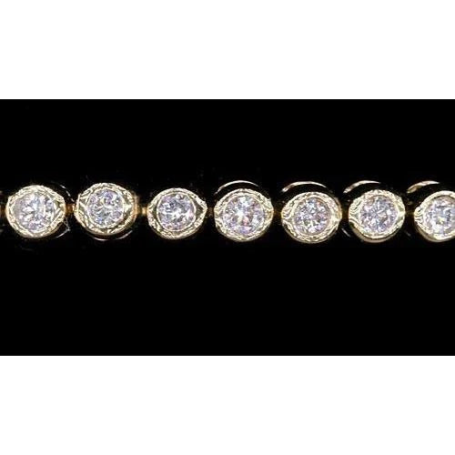 Women Genuine Diamond Tennis Bracelet 5.50 Carats Round Yellow Gold 14K 