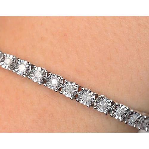 Women Genuine Diamond Tennis Bracelet 5 Carats White Gold 14K Diamond Cut Mounting