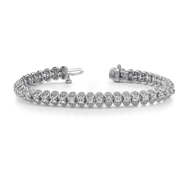 Women Genuine Diamond Tennis Bracelet Round Cut 5.40 Carats White Gold 14K