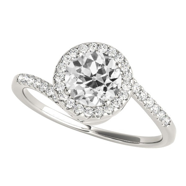 Women Halo Ring Round Old Miner Real Diamond Twisted Style 3.75 Carats