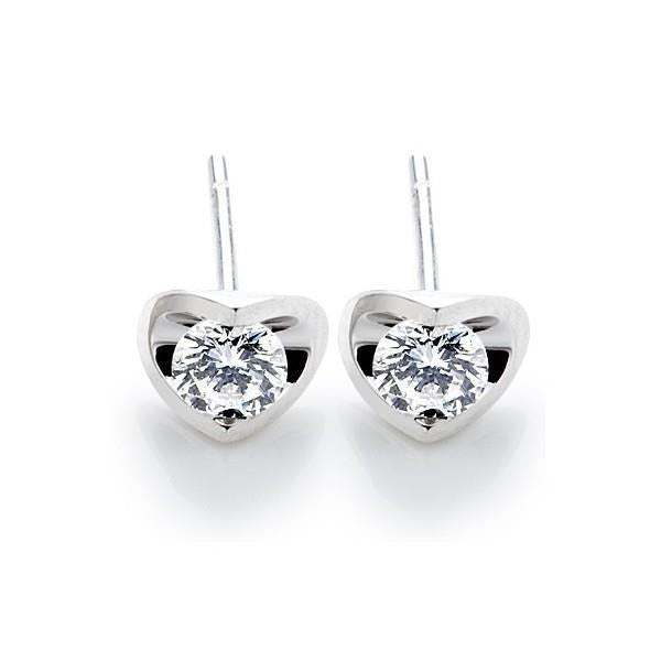 Women Heart Shaped Studs Earrings 2 Ct Round Cut Real Diamonds White Gold - Stud Earrings-harrychadent.ca