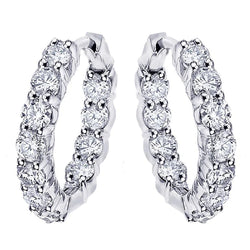 Women Hoop Earrings 5.50 Carats F Vvs1 Natural Diamonds White Gold 14K