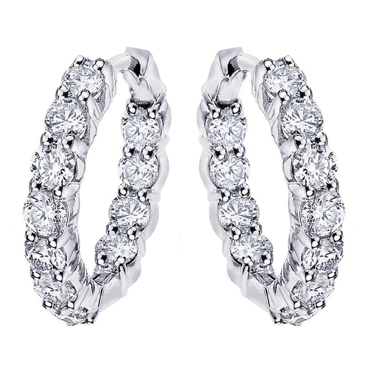 Women Hoop Earrings 5.50 Carats F Vvs1 Natural Diamonds White Gold 14K