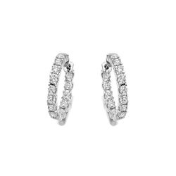 Women Hoop Earrings Prong Set 6.30 Carats Real Diamonds White Gold 14K