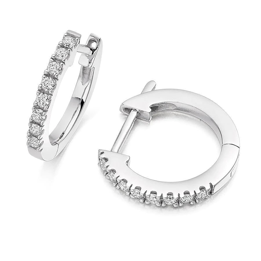 Women Hoop Earrings Round Cut 1.90 Carats Real Diamonds Gold 14K  White