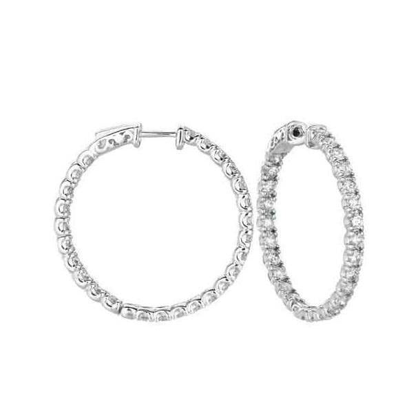 Women Hoop Earrings Round Cut 2.80 Carats Real Diamonds White Gold 14K - Hoop Earrings-harrychadent.ca