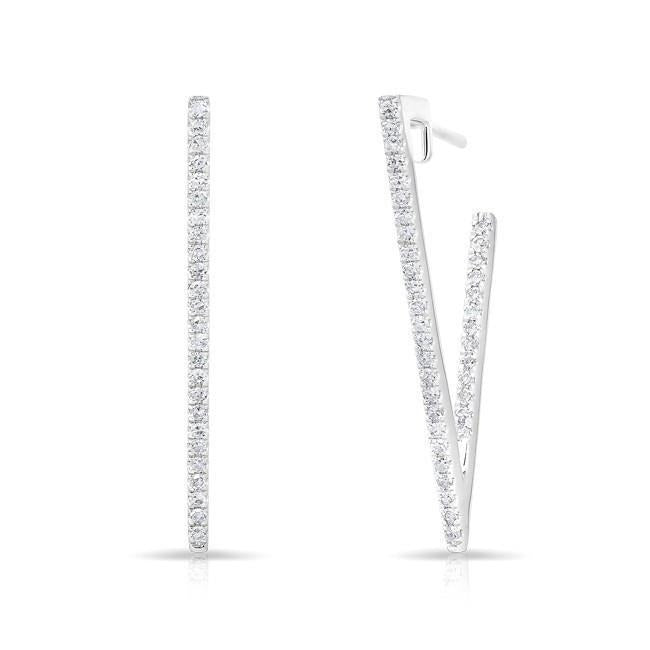 Women Hoop Earrings Round Cut 3.00 Carats Real Diamonds 14K White Gold - Hoop Earrings-harrychadent.ca