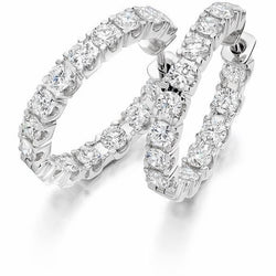Women Hoop Earrings White Gold 14K 6.20 Carats Prong Set Real Diamonds