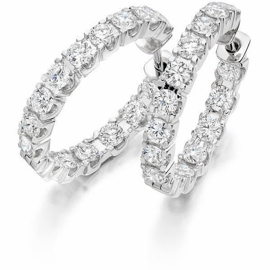 Women Hoop Earrings White Gold 14K 6.20 Carats Prong Set Real Diamonds - Hoop Earrings-harrychadent.ca